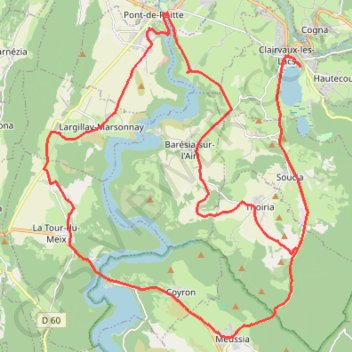 Itinéraire Grand Lac – Vue imprenable sur le lac boucle au départ de Clairvaux-les-Lacs, distance, dénivelé, altitude, carte, profil, trace GPS