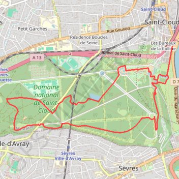 Itinéraire Un tour au Parc de Saint-Cloud, distance, dénivelé, altitude, carte, profil, trace GPS
