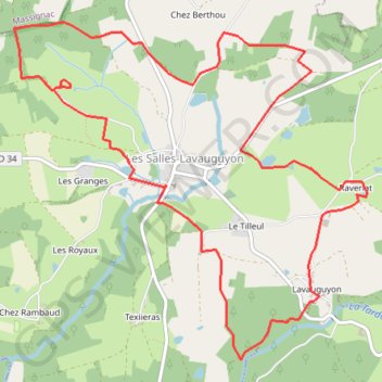 Itinéraire Circuit des dévotions, fresques et patrimoine - Les Salles-Lavauguyon, distance, dénivelé, altitude, carte, profil, trace GPS