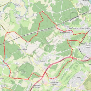 Itinéraire La Fontaine de la Roche - Pouilley-les-Vignes, distance, dénivelé, altitude, carte, profil, trace GPS