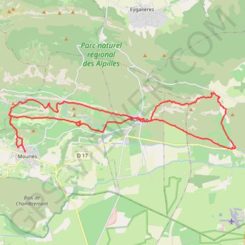Itinéraire Mouriès Les Opies, distance, dénivelé, altitude, carte, profil, trace GPS
