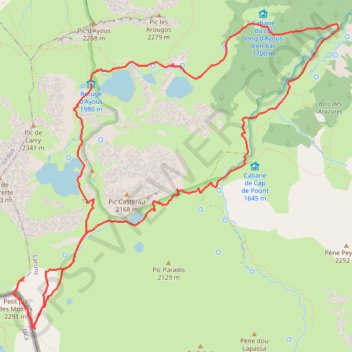 Itinéraire Vallée d'Aspe, le pic des Moines, distance, dénivelé, altitude, carte, profil, trace GPS