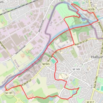 Itinéraire Ferme du Mont-Saint-Jean - Halluin, distance, dénivelé, altitude, carte, profil, trace GPS