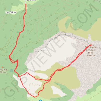 Itinéraire Montagne de Sous-Dine, distance, dénivelé, altitude, carte, profil, trace GPS