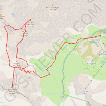 Itinéraire Campbieil et soum des Salettes depuis Piau, distance, dénivelé, altitude, carte, profil, trace GPS