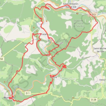 Itinéraire Bruniquel-Couyrac-grotte du Capucin, distance, dénivelé, altitude, carte, profil, trace GPS