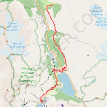 Itinéraire Via Alpina - Le Monal > Le Lac de Tignes, distance, dénivelé, altitude, carte, profil, trace GPS