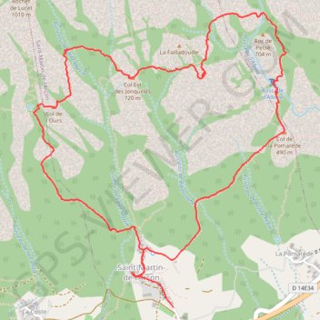 Itinéraire Saint-Martin-de-l'Arçon, distance, dénivelé, altitude, carte, profil, trace GPS