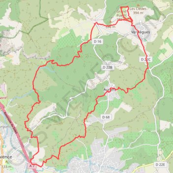 Itinéraire Aux portes de Salon de Provence, distance, dénivelé, altitude, carte, profil, trace GPS