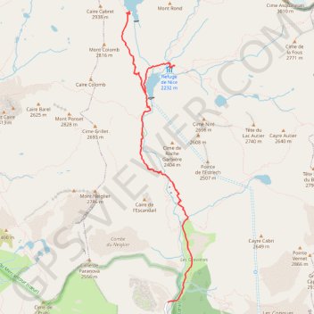 Itinéraire Refuge de Nice - Lac Long - Pont du Countet, distance, dénivelé, altitude, carte, profil, trace GPS
