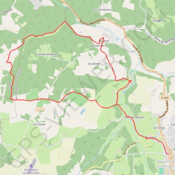 Itinéraire Boucle de Beaumont du Périgord, distance, dénivelé, altitude, carte, profil, trace GPS
