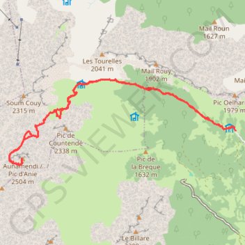 Itinéraire Cirque de Lescun - Pic d'Anie, distance, dénivelé, altitude, carte, profil, trace GPS