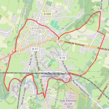 Itinéraire Circuit de Lannemezan (Sud), distance, dénivelé, altitude, carte, profil, trace GPS