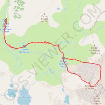 Itinéraire Petit Rulhe - Arête ouest, distance, dénivelé, altitude, carte, profil, trace GPS