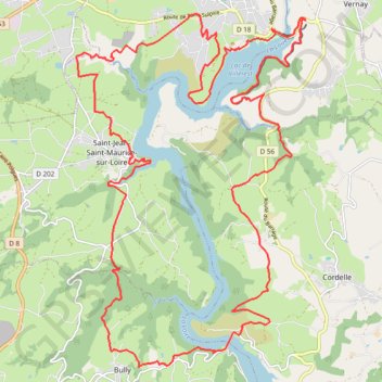Itinéraire Autour des Gorges de la Loire - Du barrage de Villerest au pont de Presle - Villerest, distance, dénivelé, altitude, carte, profil, trace GPS
