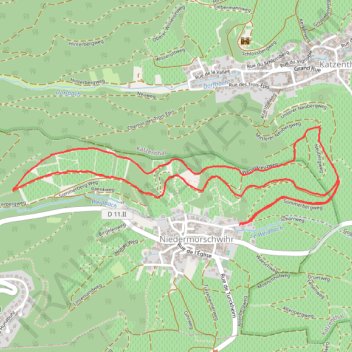 Itinéraire Niedermorschwihr, distance, dénivelé, altitude, carte, profil, trace GPS