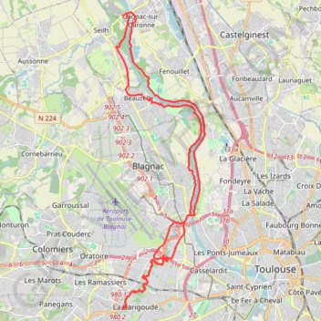 Itinéraire De la Coulée Verte du Touch à la Garonne, distance, dénivelé, altitude, carte, profil, trace GPS
