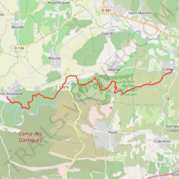Itinéraire Les Gorges du Gardon, de Russan à Collias, distance, dénivelé, altitude, carte, profil, trace GPS
