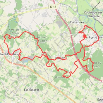 Itinéraire Saint Porchaire 42km, distance, dénivelé, altitude, carte, profil, trace GPS