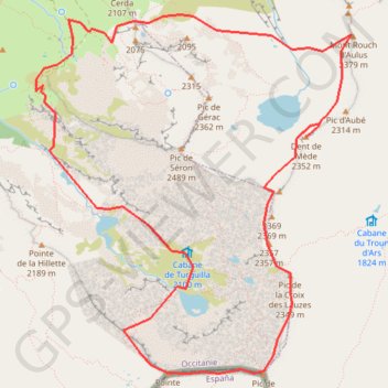Itinéraire Rabassère, Turguilla, Laquet, dent de Mède, Mont Rouge depuis Gérac, distance, dénivelé, altitude, carte, profil, trace GPS