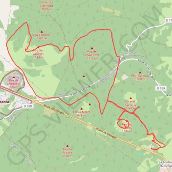 Itinéraire Les Puys (nord de la chaîne des puys) Auvergne, distance, dénivelé, altitude, carte, profil, trace GPS