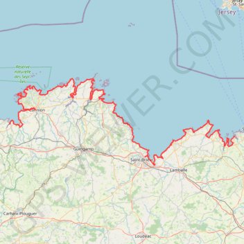 Itinéraire GR34 dans les Côtes d'Armor, distance, dénivelé, altitude, carte, profil, trace GPS