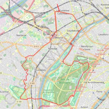 Itinéraire Randonnée Bois de Boulogne et Mont-Valérien (92), distance, dénivelé, altitude, carte, profil, trace GPS