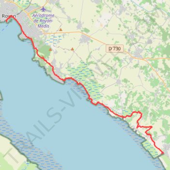 Itinéraire Mortagne-sur-Gironde-Royan, distance, dénivelé, altitude, carte, profil, trace GPS