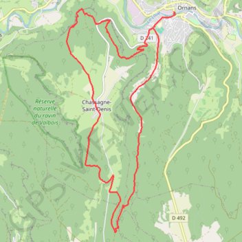 Itinéraire Rando Ornans cascade de la Boneille, distance, dénivelé, altitude, carte, profil, trace GPS