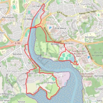 Itinéraire VTT-Bretagne-Finistere-Valodet-3-Corniguel, distance, dénivelé, altitude, carte, profil, trace GPS