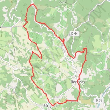 Itinéraire Floressas, distance, dénivelé, altitude, carte, profil, trace GPS