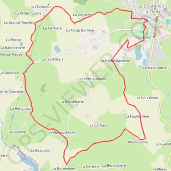 Itinéraire Circuit de l'Aumarin - Le Bourgneuf-la-Forêt, distance, dénivelé, altitude, carte, profil, trace GPS