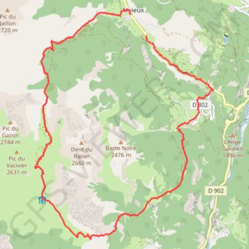 Itinéraire Tour de la Dent du Ratier - depuis Arvieux, par Furfande - randonnée pédestre, distance, dénivelé, altitude, carte, profil, trace GPS