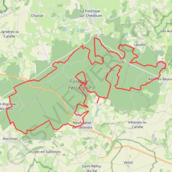 Itinéraire Trans'Perseigne - Neufchatel-en-Saosnois, distance, dénivelé, altitude, carte, profil, trace GPS