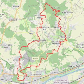 Itinéraire Les bosses du Véxin 2019 (40kms), distance, dénivelé, altitude, carte, profil, trace GPS