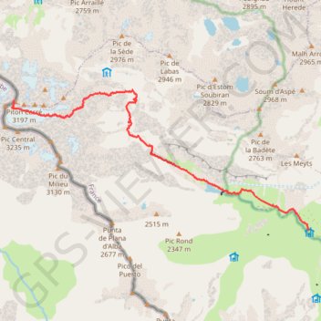 Itinéraire VIGNEMALE - Pique Longue - Vallée d'Ossoue, distance, dénivelé, altitude, carte, profil, trace GPS