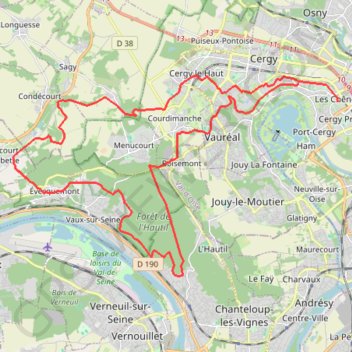 Itinéraire Evequemont, distance, dénivelé, altitude, carte, profil, trace GPS