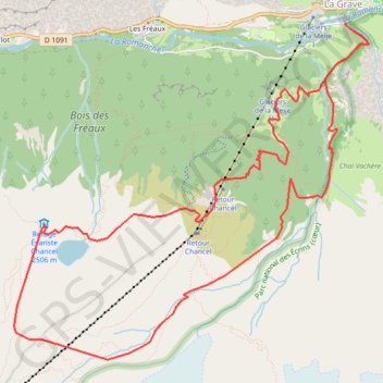 Itinéraire La Grave Lac Puy Vachier, distance, dénivelé, altitude, carte, profil, trace GPS