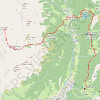 Itinéraire Val d'Aoste Alta Via 1 étape 7, distance, dénivelé, altitude, carte, profil, trace GPS