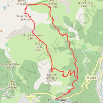 Itinéraire Mont Pépoiri de la Colmiane, distance, dénivelé, altitude, carte, profil, trace GPS