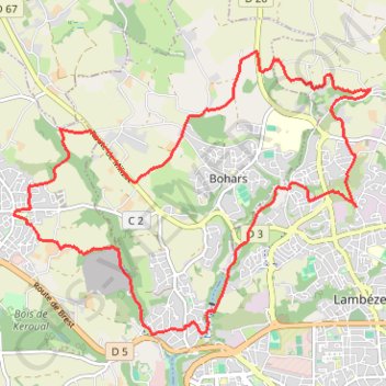 Itinéraire Brest - Lambézellec - Le Restic, distance, dénivelé, altitude, carte, profil, trace GPS