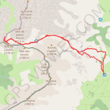 Itinéraire Tête du Lauzon, distance, dénivelé, altitude, carte, profil, trace GPS