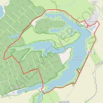 Itinéraire Tour de l'étang de Lachaussée, distance, dénivelé, altitude, carte, profil, trace GPS