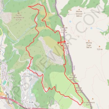 Itinéraire 2024 02 02 - Cime de restaud ormea carpano T, distance, dénivelé, altitude, carte, profil, trace GPS