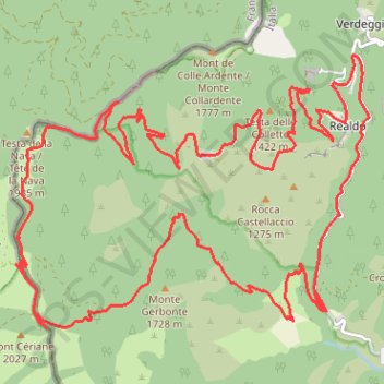 Itinéraire Gerbonte-Creppo, distance, dénivelé, altitude, carte, profil, trace GPS