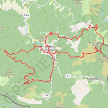 Itinéraire Du Mont Capell au bois de la Ville, distance, dénivelé, altitude, carte, profil, trace GPS