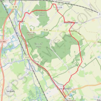 Itinéraire Watten - Saint-Momelin, distance, dénivelé, altitude, carte, profil, trace GPS