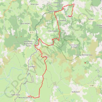 Itinéraire Recoules - Fournels, distance, dénivelé, altitude, carte, profil, trace GPS