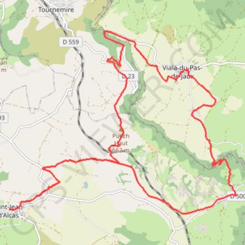 Itinéraire Le Viala du Pas de Jaux, Saint Jean d'Alcas, Saint Paul des fonts, distance, dénivelé, altitude, carte, profil, trace GPS