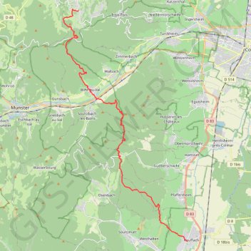 Itinéraire Labaroche Rouffach, distance, dénivelé, altitude, carte, profil, trace GPS